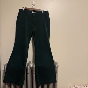 Old Navy Y2K 90s Inspired Corduroy Flare Pants Emerald Green Women 14 Regular